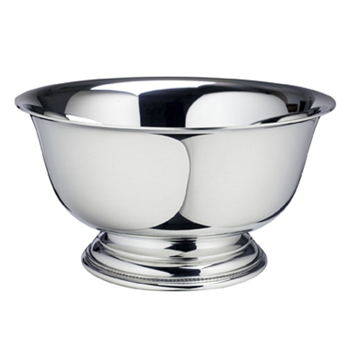 LVH Revere Bowl 7\  7\ Diameter x 3.75 Height
4\ Footprint
Pewter

Pewter Care:
   
Wash your pewter in warm water, using mild soap and a soft cloth. Dry with a soft cloth. Your pewter should never be exposed to an open flame or excessive heat. Store your pewter trays flat, cups upright, etc. to prevent warping. Do not wrap pewter in anything other than the original wrapping to prevent scratching. Never wrap pewter in tissue paper, as fine line scratching will occur. Never put pewter in a dishwasher. Hand wash only
